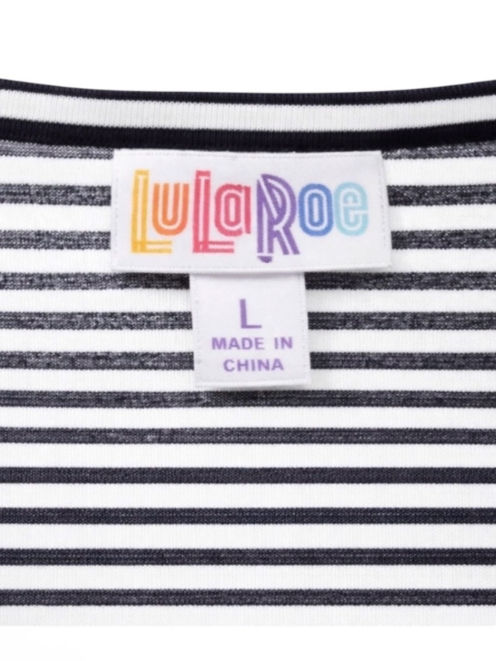 LuLaRoe Georgia Dress Large Black White Striped Tiered Swing NWT - Picture 5 of 6